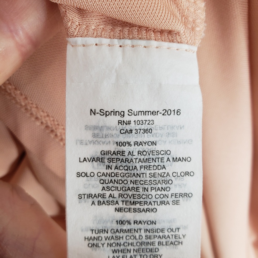 Armani Exchange Draped V-Neck Top Womens S Peach Long Sleeve Minimalist Blouse - Picture 8 of 8